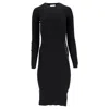 Mugler Knitted Piercing Detail Midi Dress In Black Viscose In Black