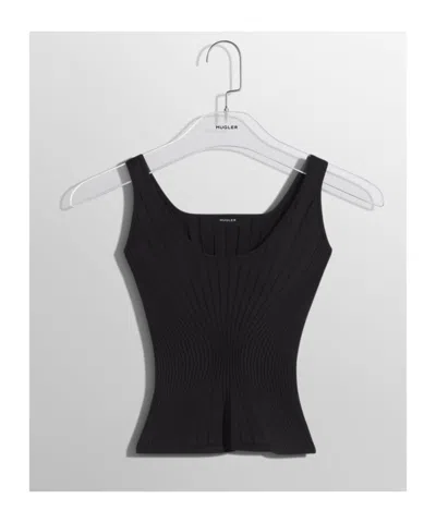 Mugler Knitted Tank Top In Black