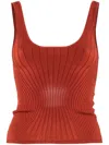Mugler Knitted Tank Top In Red
