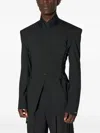 Mugler Lace-up Padded-shoulder Jacket In Black