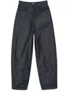Mugler Lace-up Wide Leg Jeans In Blue