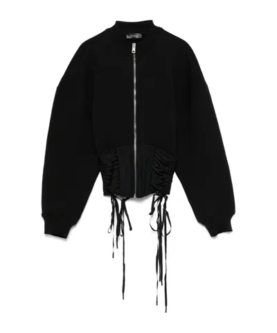 Mugler Laced Corset Sweatshirt In Black