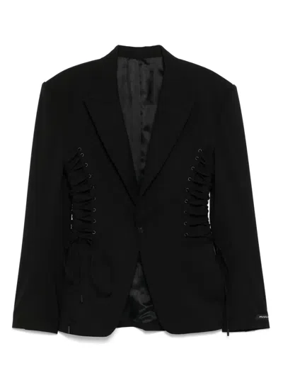 Mugler Laced-up Blazer In Black
