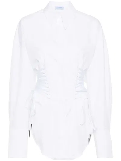 Mugler Laced Up Shirt In White For Women