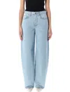 Mugler Lace-up Detail Denim Trousers With Back Pockets In Blue