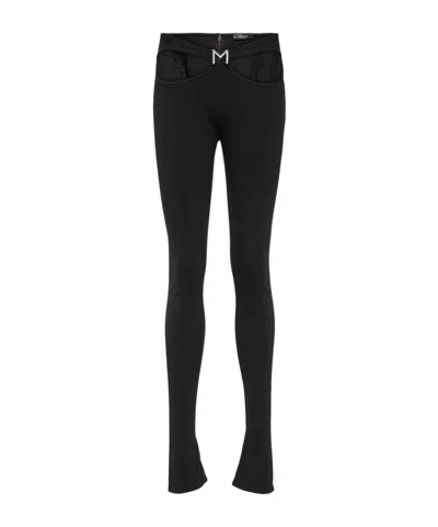 Mugler Lace-up Detail Leggings In Black