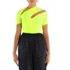 Mugler Ladies Neon Yellow Asymmetrical Eco Sport Lycra Bodysuit In Yellow