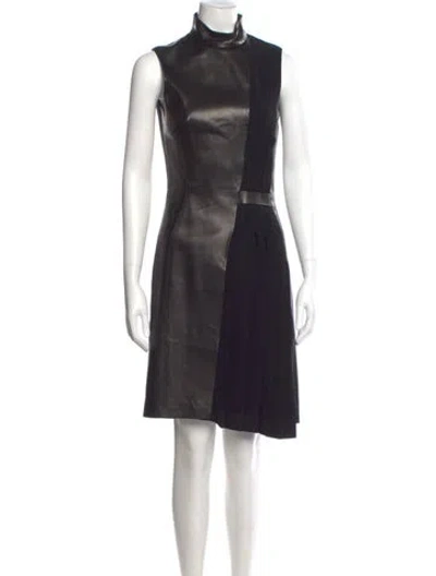 Pre-owned Mugler Lambskin Knee-length Dress In Black