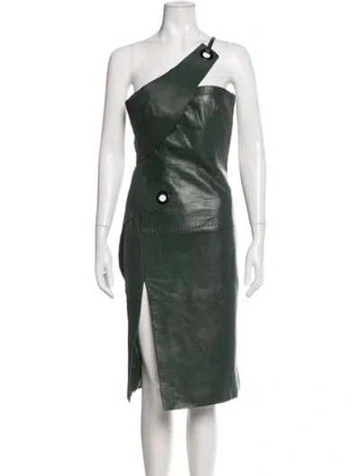 Pre-owned Mugler Lambskin Knee-length Dress In Green