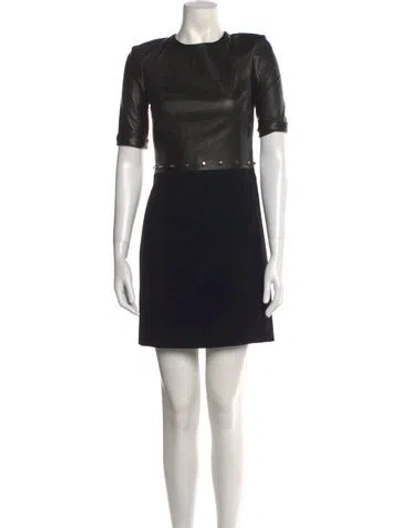 Pre-owned Mugler Lambskin Mini Dress W/ Tags In Black