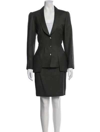 Pre-owned Mugler Late 1980's - Early 1990's Wool Skirt Suit In Green