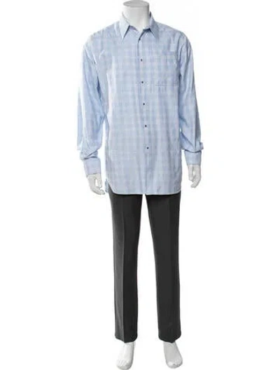 Pre-owned Mugler Late 1990's - Early 2000's Plaid Print Dress Shirt In Blue
