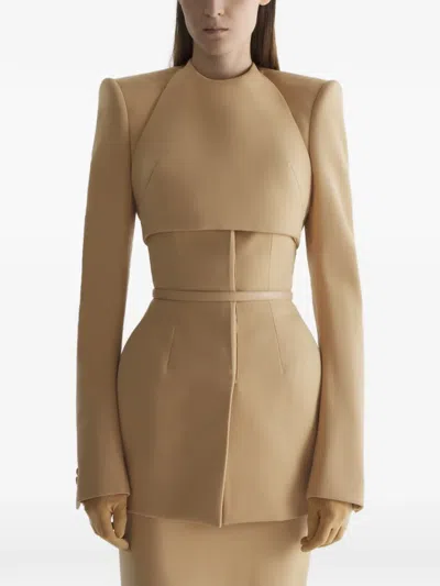 Mugler Layered Jacket In Brown