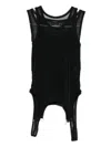 Mugler Layered-mesh Tank Top In Black
