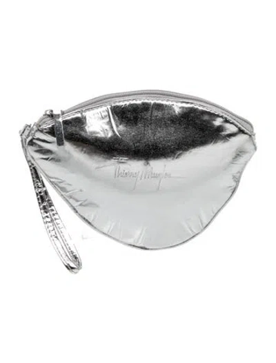Pre-owned Mugler Leather Clutch In Silver