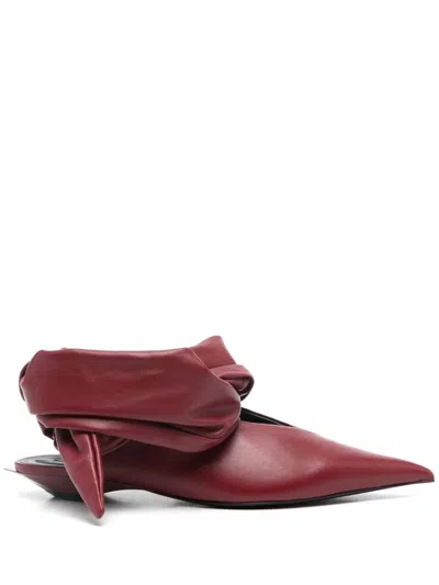 Mugler Leather Knot Mules In Red