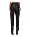 Mugler Leather Low-waist Tapered Trousers In Black
