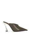 Mugler Leather Mule In Khaki