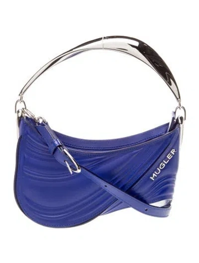 Pre-owned Mugler Leather Top Handle Bag In Blue