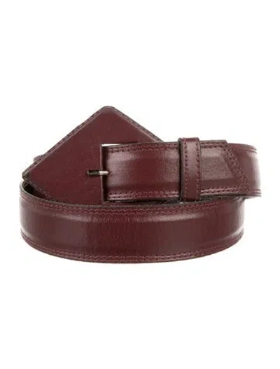 Pre-owned Mugler Leather Waist Belt In Burgundy