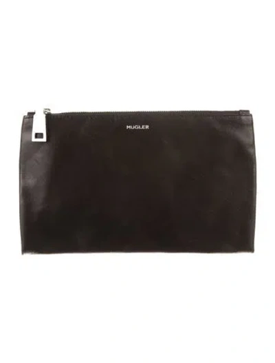 Pre-owned Mugler Leather Wallet In Gray