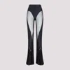 Mugler Flared Sheer Pants With Tulle Ruffles