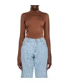 Mugler Brown Mock Neck Bodysuit In Blue
