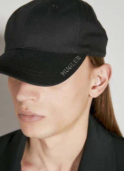 Mugler Logo Applique Baseball Cap In Black