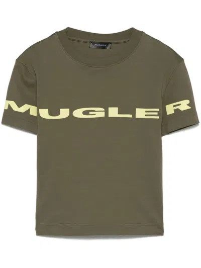 Mugler Logo-appliqué T-shirt In Green