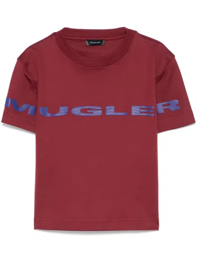 Mugler Logo-appliqué T-shirt In Red