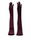 Mugler Logo-embellished Long Gloves In Burgundy