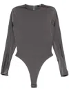 Mugler Logo-embossed Bodysuit In Grey