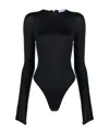 Mugler Logo-embossed Long-sleeved Bodysuit In Black