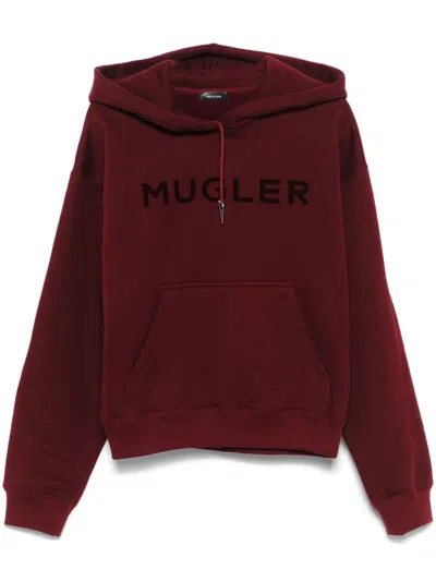 Mugler Logo Hoodie In Bordeaux