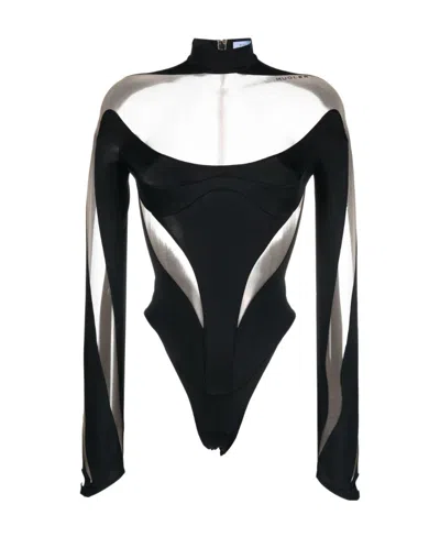 Mugler Logo Jumpsuit In Black