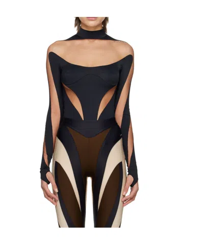 Mugler Logo Jumpsuit In Black