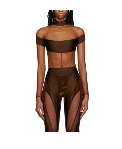 Mugler Logo Jumpsuit In Brown