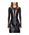 Mugler Logo Long-sleeved Jumpsuit In Black