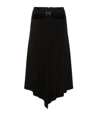 Mugler Logo Midi Skirt In Black