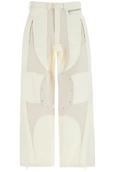 Mugler Patchwork Cargo Pants With Men In Cream