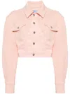 Mugler Logo Patch Denim Jacket In Rosa