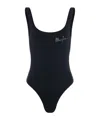 Mugler Logo-print Cotton Bodysuit In Black