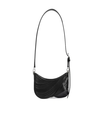 Mugler Logo Shoulder Bag In Black