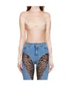 Mugler Logo Spliced Jumpsuit In Nude