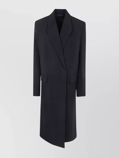 Mugler Long Length Single-breasted Coat In Black