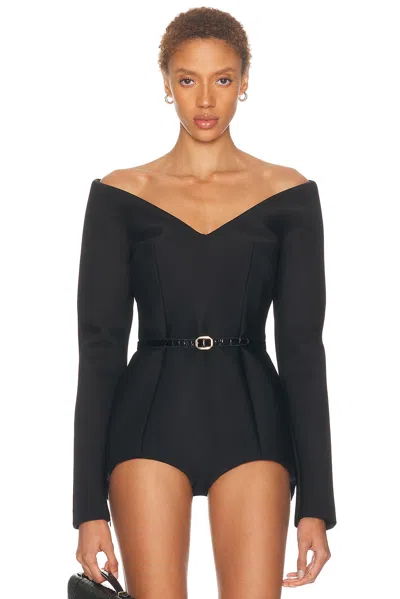 Mugler Long Sleeve Bodysuit In Black