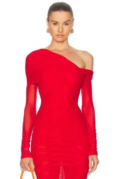 Mugler Long Sleeve Bodysuit In Coquelicot