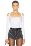 Mugler Strapped Long-sleeved Bodysuit In Off White