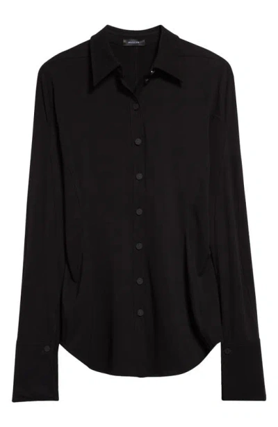 Mugler Long Sleeve Button-up Shirt In Black