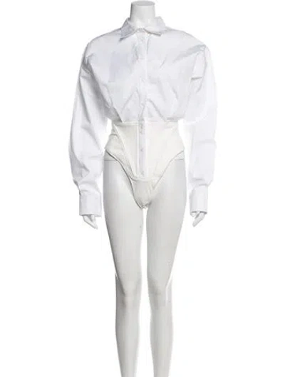 Pre-owned Mugler Long Sleeve Button-up Top In White